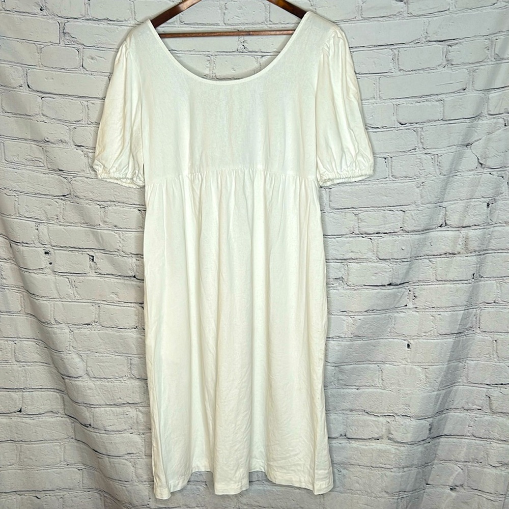 Isabel By Ingrid & Isabel White Short Puffed Sleeve Maternity Dress Size Large